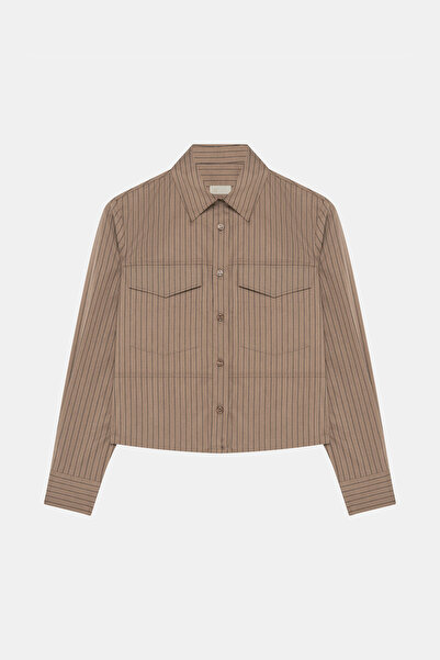 W Collection KAHVERENGİ ÇİZGİLİ BLUZ