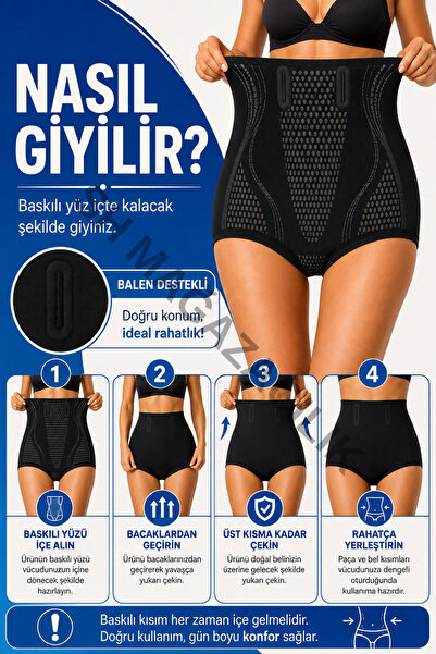 Sh Mağazacılık İnceltici Basen, Karın ,Göbek Toparlayıcı Dikilşsiz iz Yapmayan İyonizer Balenli Kaymaz Külot Korse