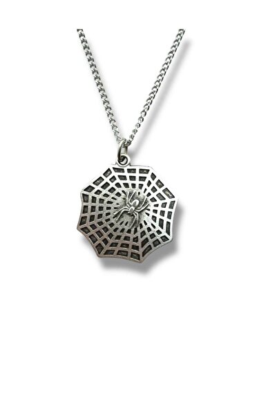 Herşey Nota Unisex Necklace with Spider Web Design – Symbol of Fate, Protecti...