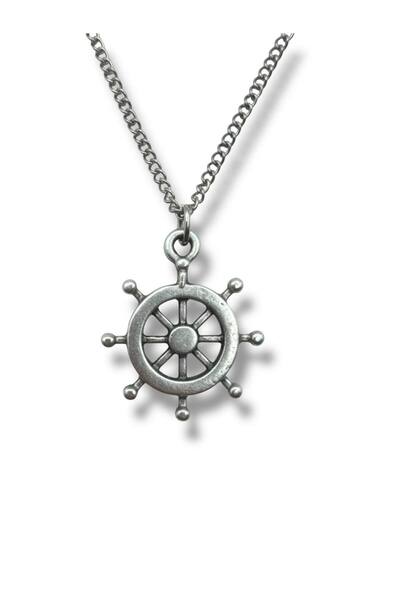 Herşey Nota Unisex Necklace with Rudder Figure – Antique, Sailor-Spirited, an...
