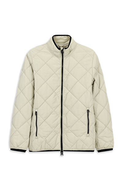Kiğılı Windproof Quilted Sports Coat with Stand Collar and Zippered Pockets