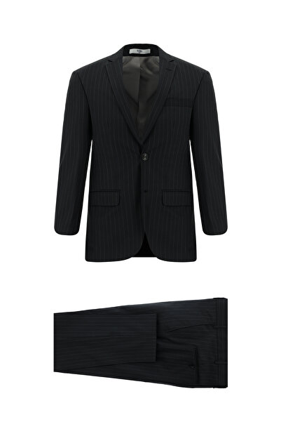 Kiğılı 7 Drop Super Slim Fit Eksra Dar Kesim Yünlü Çizgili Takım Elbise