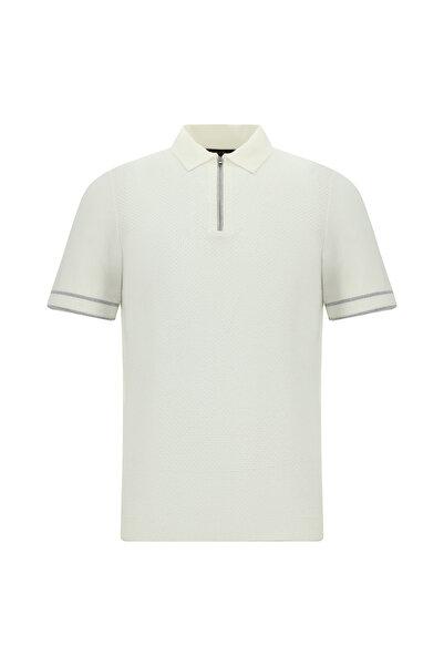 Abdullah Kiğılı Tricou cu croială normală, cu fermoar, din bumbac cu model, c...