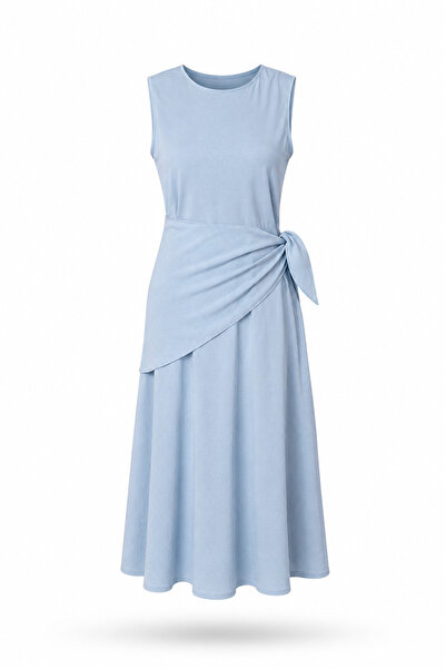 Özge Özgenç Sleeveless Dress with Scarf Accessory