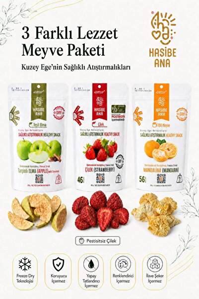 HASİBE ANA 3 Lü Gurme Meyve Seti Postbiotikli Kalkım Çilek - Havran Mandalina...