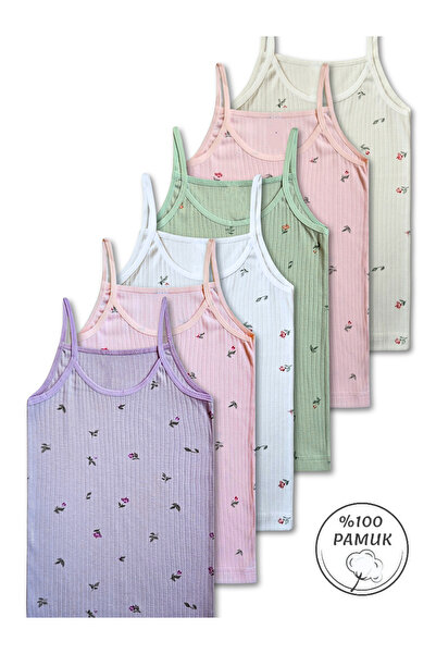 Panfilia %100 Pamuk Kız Çocuk İnce Askılı Fitilli Atlet 6'lı Paket / Fanila /...