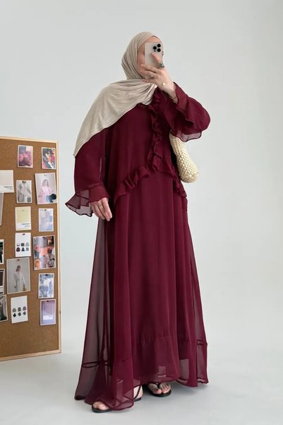 Merona Hm Model Chiffon Flounce Alaçatı Dress