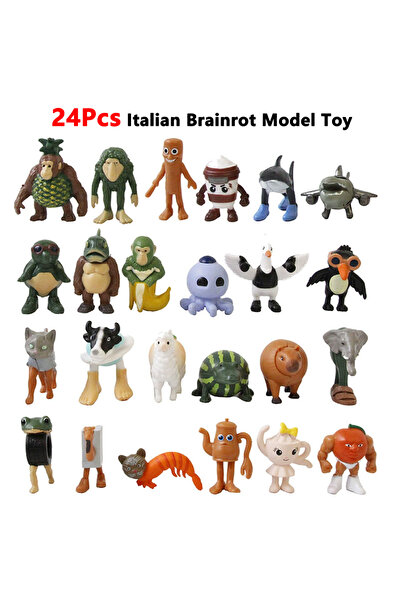 Choice1 24pcs 8/24Pcs Fun Italian Brainrot Action Figure Set Tung Tung Sahur ...