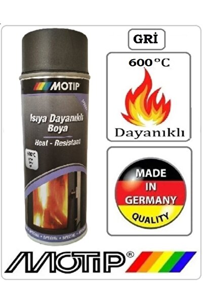 Motip ISIYA DAYANIKLI BOYA (GRİ) YANMAZ EGSOZ MANGAL FIRIN BOYASI (600°C) SPR...