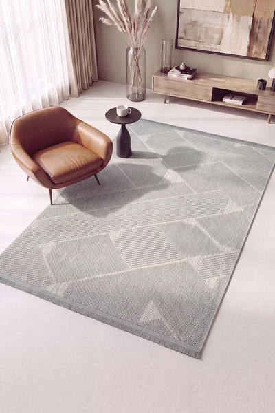 Cool Halı Mikasa Gri Oturma Odası Salon Halısı Geometrik Desenli Modern Yumuş...
