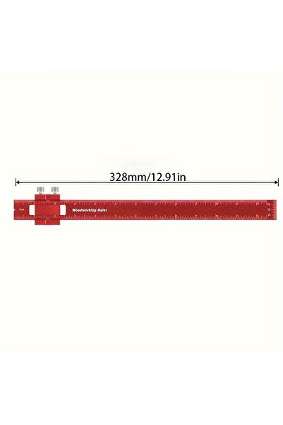 Choice 300mm Red Carpenter's Ruler, Aluminum Alloy Positioning Ruler, Carpent...