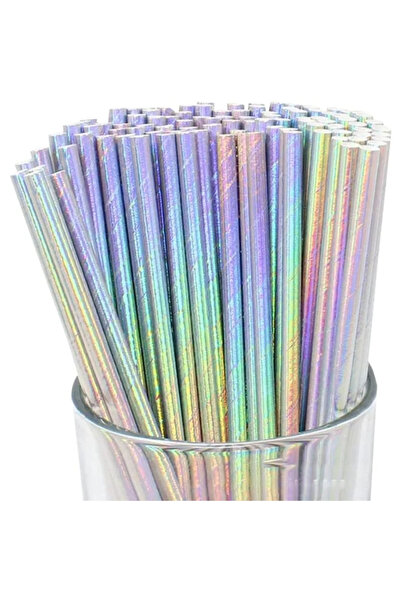 Choice 25PCS Gradient color 25/50PCS Disposable Paper Laser Straws Rainbow St...