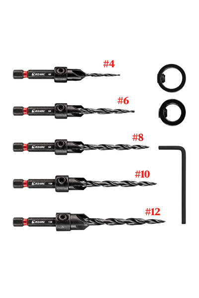 Choice Hexagonal black 8PCS Tapered Drill Bits HSS Countersinker Set for Wood...