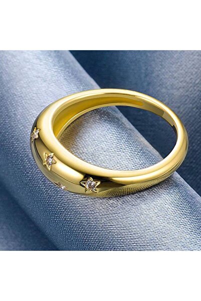 choice2 T0042 8 Huitan Gold Color Women Star Design Ring with Sparkling CZ Ae...