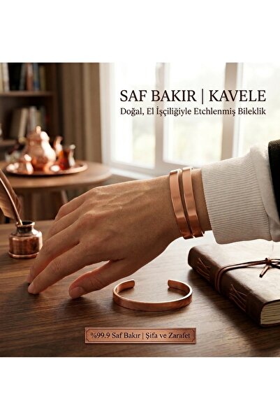 KAVELE 2 Pieces Pure Copper Bracelet Set Thin Model - Suitable for Every Wris...