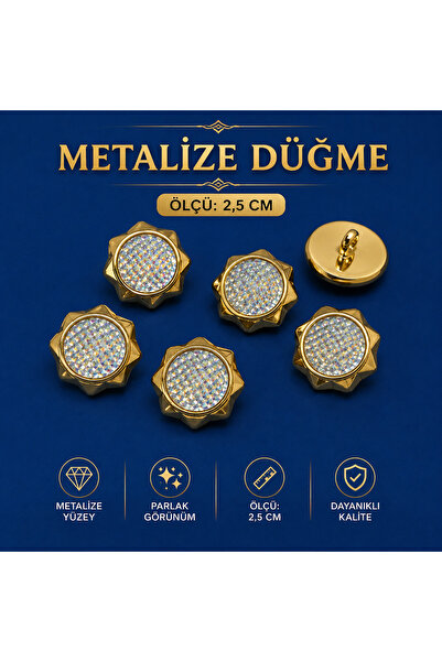 İMREN AKSESUAR Irem metalizovani - 6 komada dugmadi sa širokim dnom od 2,5 cm
