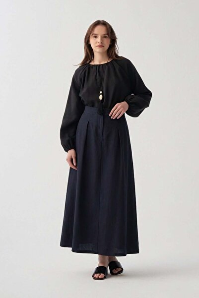 ALLDAY Φούστα σε μπλε ναυτικό με λεπτομέρεια από πλέγμα