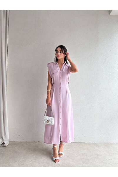 Mooi Butik CELEBRİTY Maxi Elbise 8429 - Lila
