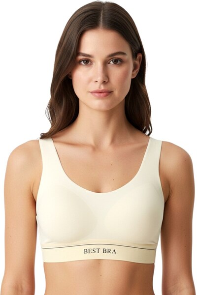 hadiora Women's Ecru Laser Cut Bralet Bra