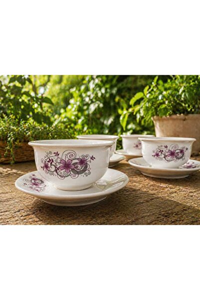 Home Osmanlı Kahve Fincanı, Mor Çiçek Desenli, 4 Kişilik