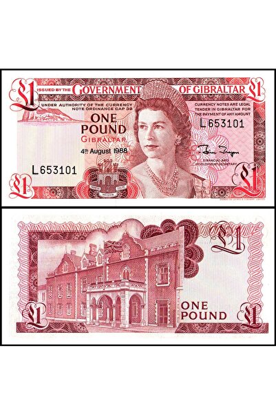 3Alp Koleksiyon CEBELİTARIK 1 POUND 1988, P#20e, Kağıt Para ÇİL (Unc) Koleksi...
