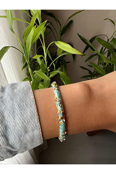 JEWELRY MİNELİ MAVİ TAŞLI KELEPÇE BİLEKLİK