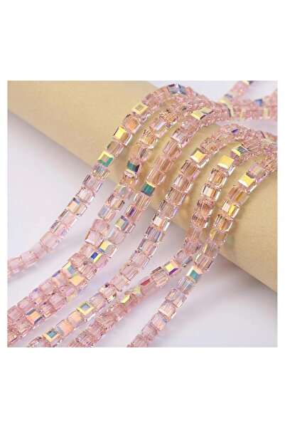 yiğit aksesuar 2 σειρές (190 τεμάχια) 4 χιλιοστά ροζ γυάλινες κρυστάλλινες χά...