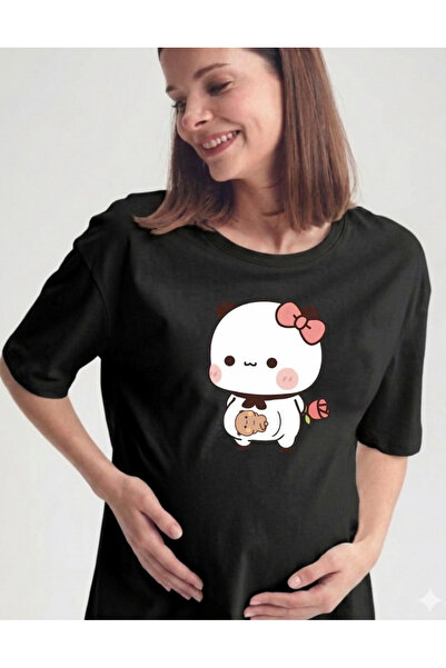 Etoile Studio Dudu Maternity Black and White Printed Cotton T-Shirt - Cute Fi...