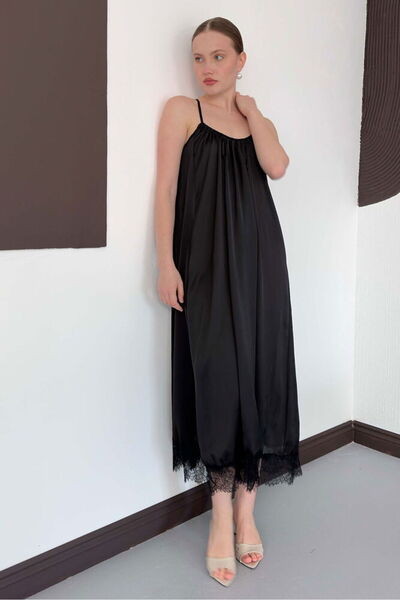 Generic Brand Lace Detailed Satin Dress