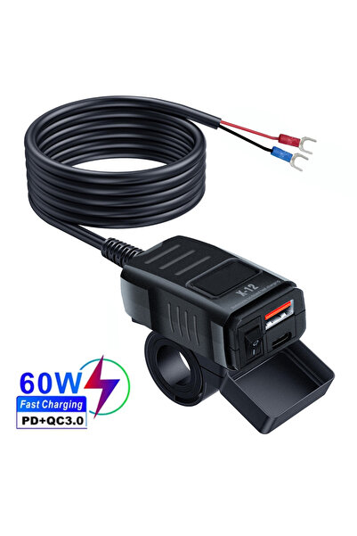 Choice6 PD QC3.0 NO Volt PD+QC3.0 Motorcycle USB Fast Charger 60W Handlebar D...
