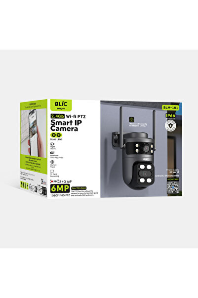 Al-NET Teknoloji Al-NET 3+3 6mp Full HD Çift Lensli, 2.4g, Wifi PTZ Gece Görü...