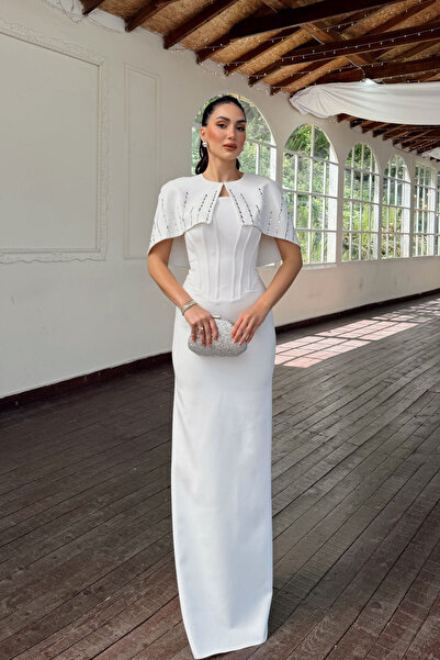 Sindimoda Helin Pelerin Detay Straplez Abiye 1204