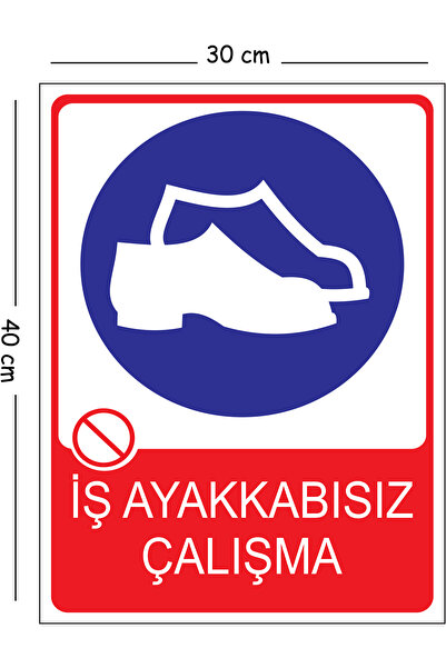 Mayeka Metal Work Without Shoes 30X40 cm A3 Warning Work Safety Sign