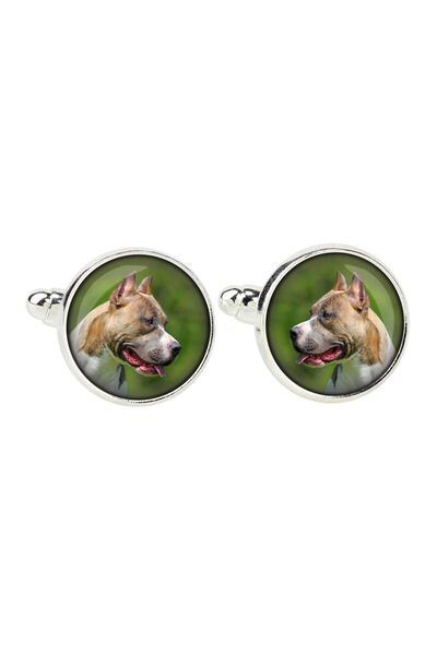 Art - Dog Pit Bull - cufflinks, a shirt accessory, a shirt pendant from the A...