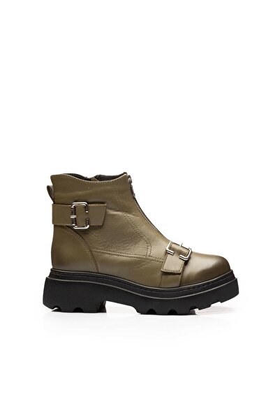 UrbanShoes Women's Genuine Leather boots, Leofex - 426 Kaki Box