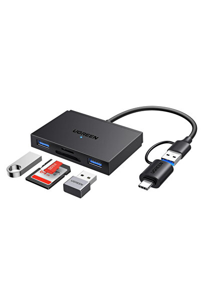 Ugreen Cititor de carduri CM812 (45167) - Type-C/USB la 2x USB, card SD/TF, 5...