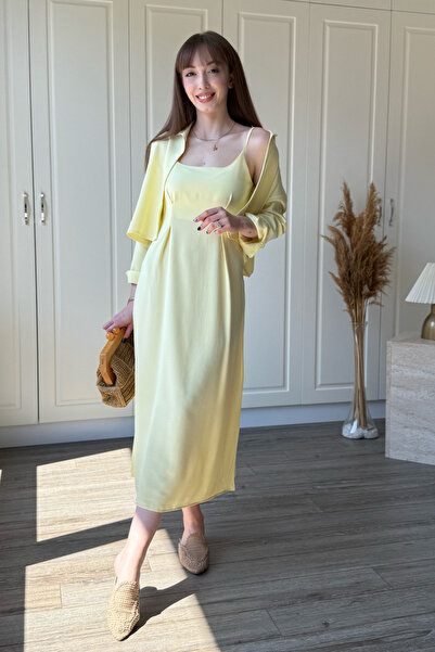 Dilay Gökoğlu Butik Σετ Φόρεμα-Πουκάμισο με Λεπτομέρεια Ντραπέ στο Στήθος