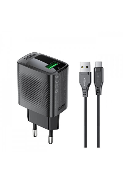 Stef's Cat Incarcator Retea Cu Cablu USB-C Acefast A90, 18W, 3A, 1 x USB-A, N...