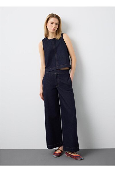 Stefanel Stretch Pamuklu Denim Mavi Straight Fit Pantolon
