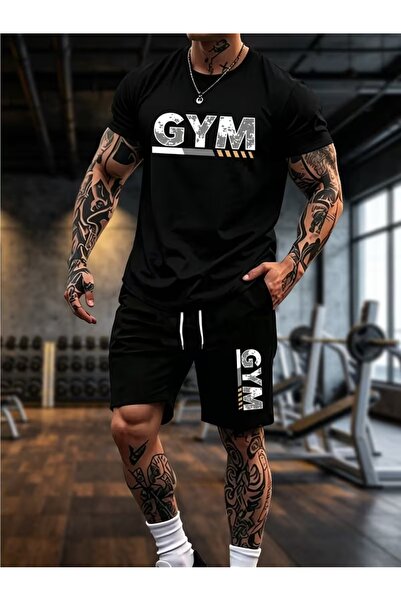 PAVRO Unisex Oversize Σετ Σορτς με Μπλούζα και Σορτς, Άνετο Σετ με Μικτά Τυπω...