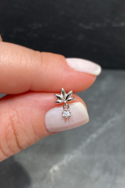 La femme by begum Taşsız Lotus Mini Tektaş Sallantı Arka Top Döndürmeli Silve...