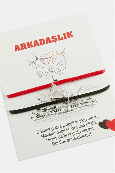 Genel Markalar 2'li Kalp Mıknatıslı Arkadaşlık Bilekliği - Kırmızı