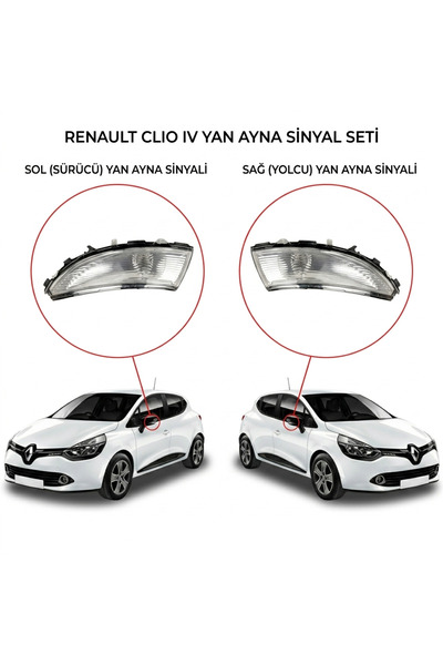 RMS Renault Clio 4 Dış Dikiz Ayna Sinyali Sağ Sol Takım 261604623R 261659450R
