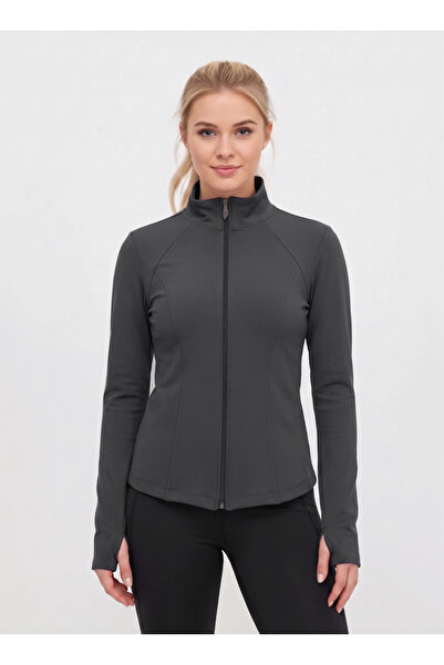 NEW JOURNAL Γυναικείο αθλητικό μπουφάν με λεπτομέρειες από ανθρακί γάντια NJ56