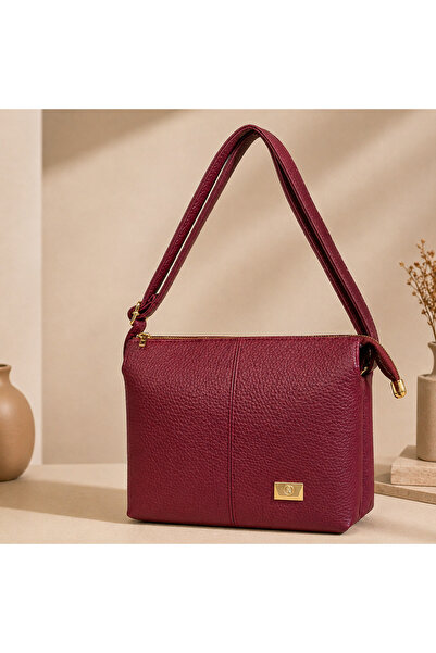 CanEs Aksesuar Soft Multi-Compartment Washed Leather Shoulder Bag