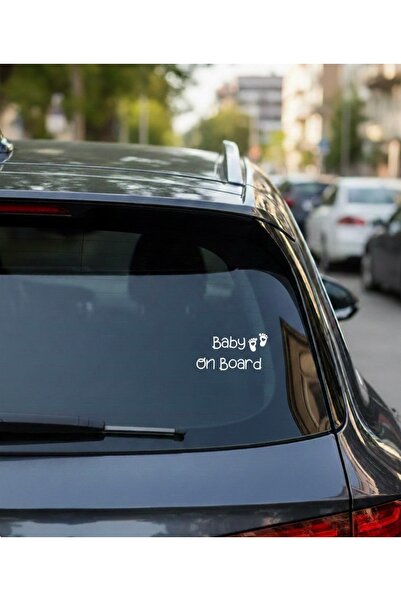 nehay shop Araçta Bebek Var Sticker - Baby On Board Araba Cam Çıkartması (Bey...