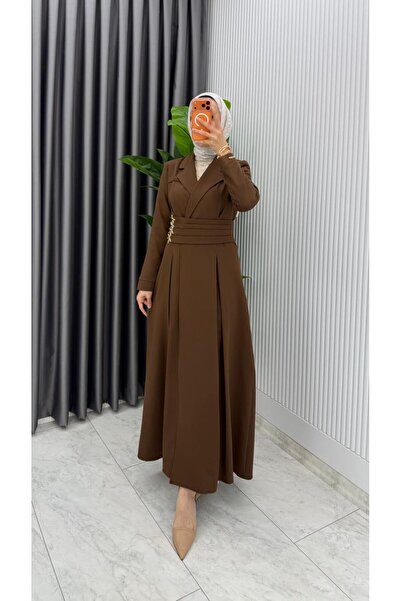 TARZ-I HAS BUTİK Kahve Premium Hülya Ferace Elbise Tesettür Giyim