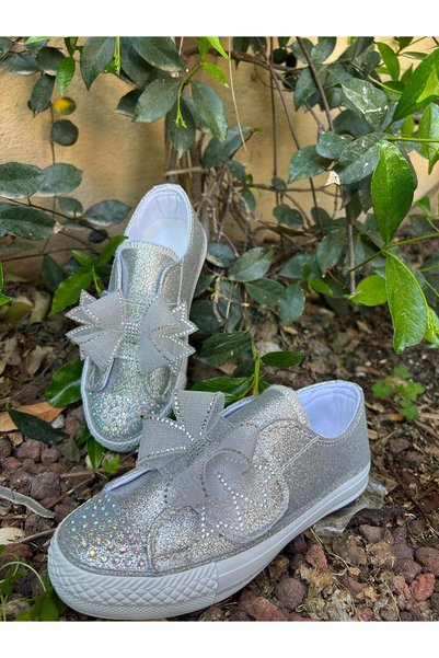Scarpe Magiche Princess Sparkle Gray Bow Shoes (These Are Not Light-Up, Size Range 31-35)