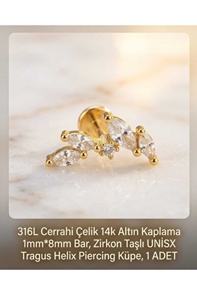 Lunexa 316L Cerrahi Çelik Altın Kaplama Kararmaz Alerji Yapmaz Zirkon Taş Fig...