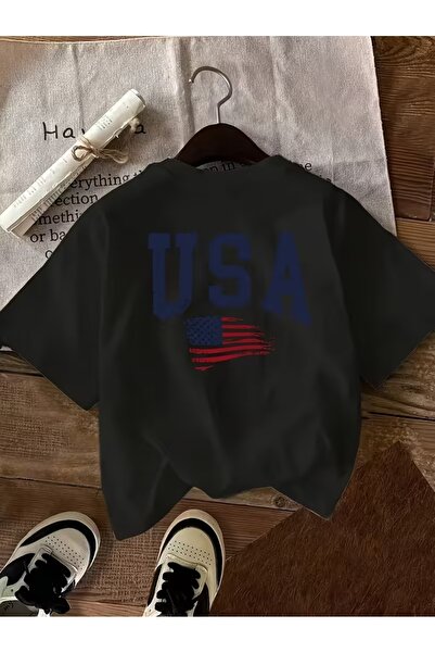 AEMİ Μπλουζάκι Unisex με στάμπα USA America Oversize